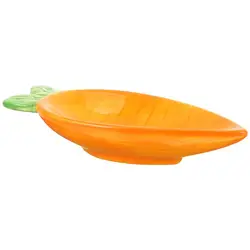 1pc Bunny Feeder Hamster Food Plate Cat Tray Small Bowl Carrot Shaped Ceramic Bowl Pet Water Feeder Random Color