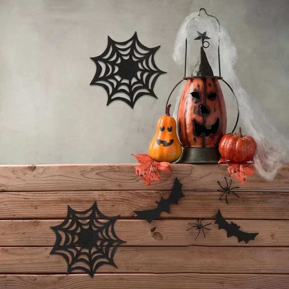 

6Pcs Halloween Coasters Spider Web Decorative Halloween Themed Decorarion Supplies Doilies Round Placemats Decoration Supplies