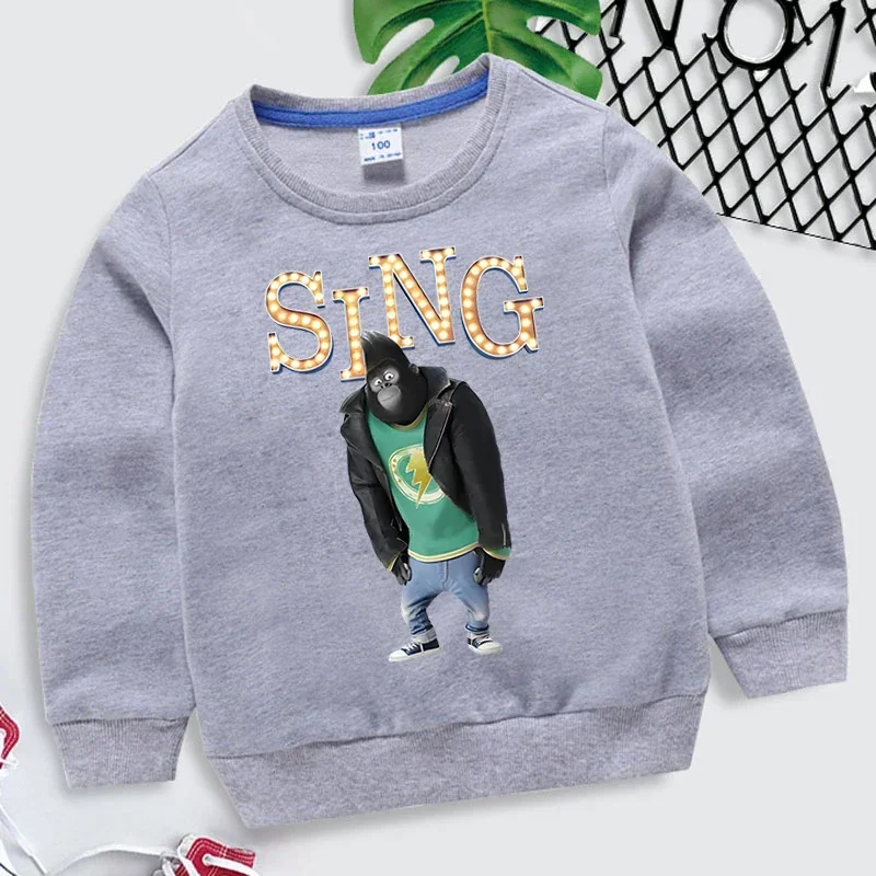 Johnny Gorilla Sing Print Children Sweatshirt Hip Hop Streetwear Autumn Kids Long Sleeve Pullover Girl Boy Johnny Gorilla Hoodie