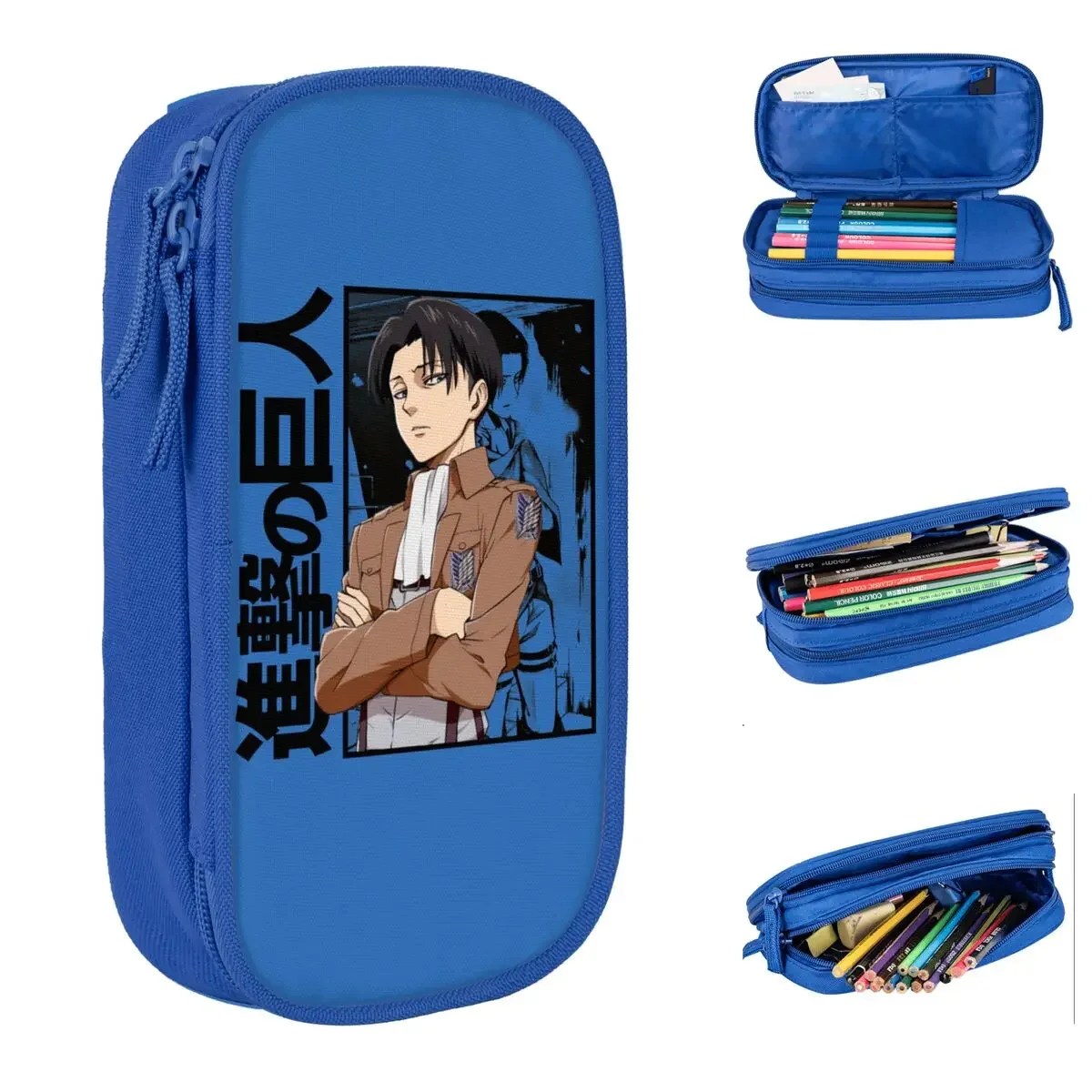 Cute Levi Attack On Titan Pencil Case Shingeki No Kyojin Anime Pencil Box Pen Box for Student Bag School Supplies Stationery