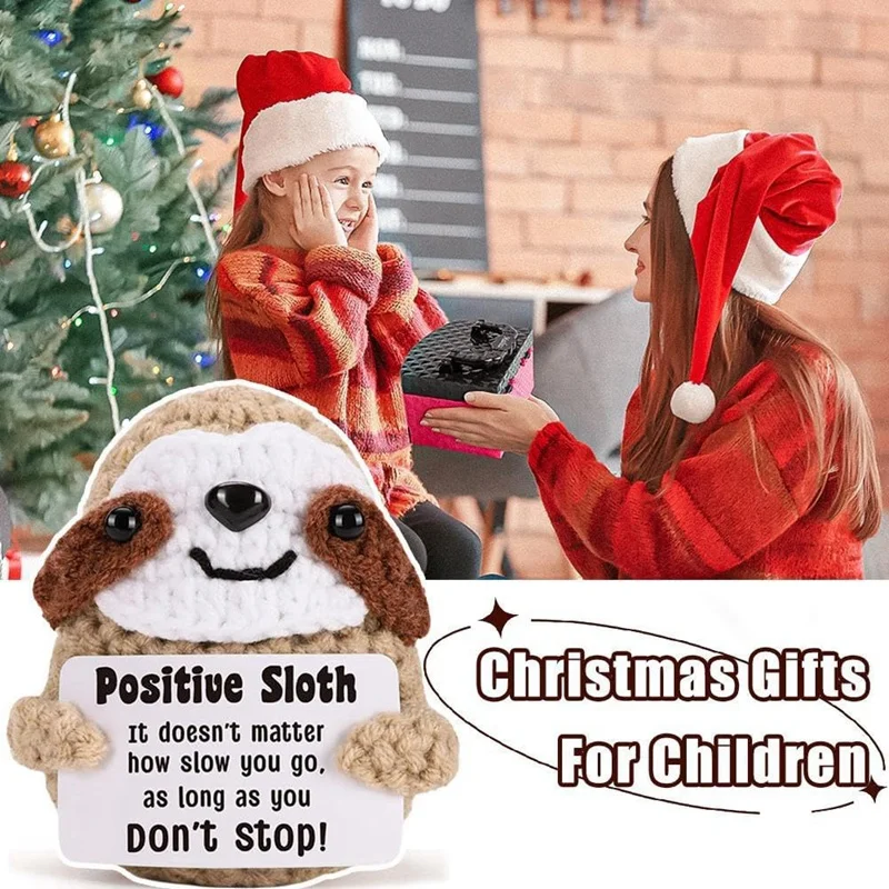 Inspirational And Positive Crochet Sloth Handmade Small Ornaments Enhance Mental Health Knit Sloth Birthday.