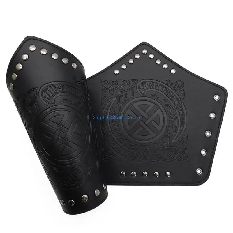 N7YF Aksesori Kostum Ksatria Abad Pertengahan Dewasa Gelang Kulit Renaisans Sabuk Pu Aksesori Kostum Viking Halloween