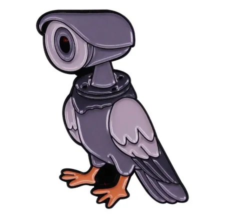 Birds are not real pigeons, camera brooches, metal badges, accessories