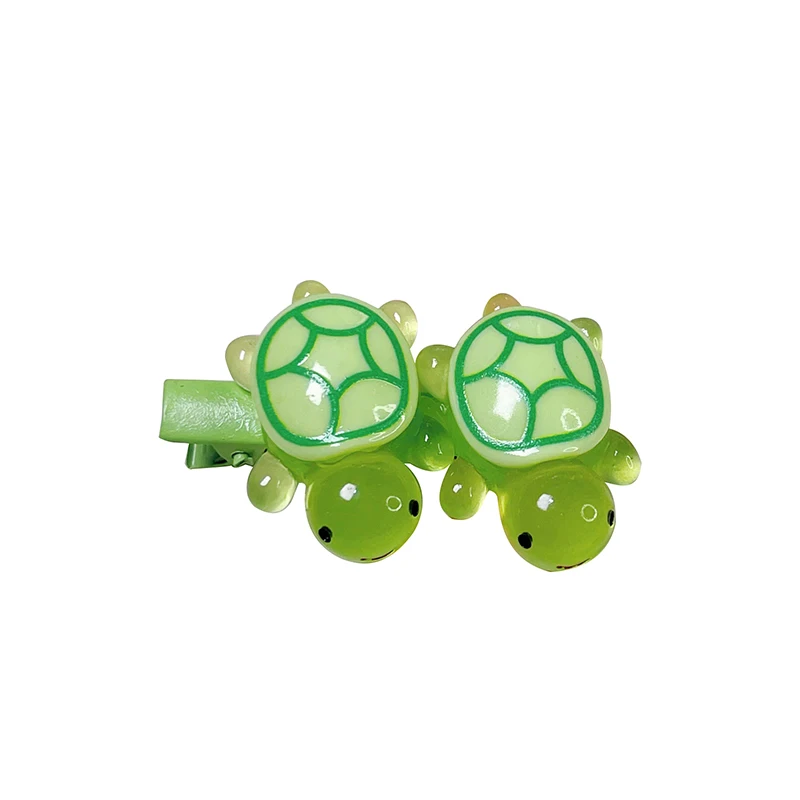 Cartoon Creative Funny Candy Color Luminous Turtle Resin Mini Cute Hair Clip For Women Girls Bangs Clip Hair Accessories