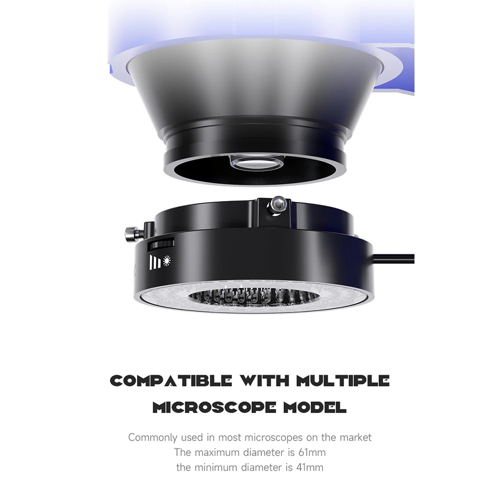 Lampu Iluminator Lampu Cincin LED Mikroskop L144 L72 Mekanik untuk Kamera Mikroskop Industri Kaca Pembesar Sumber Cahaya Lingkaran