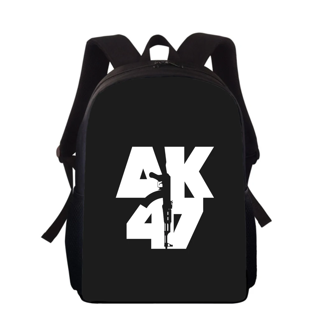 

AK47 Handgun BUllets 15” 3D Print Kids Backpack Primary School Bags for Boys Girls Back Pack Students School Book Bags