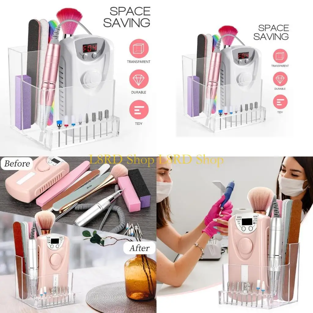 

L8RD Drill Machine Drill Holder Transparent Drill Bit Holder for Nail Professional Storage Box Case