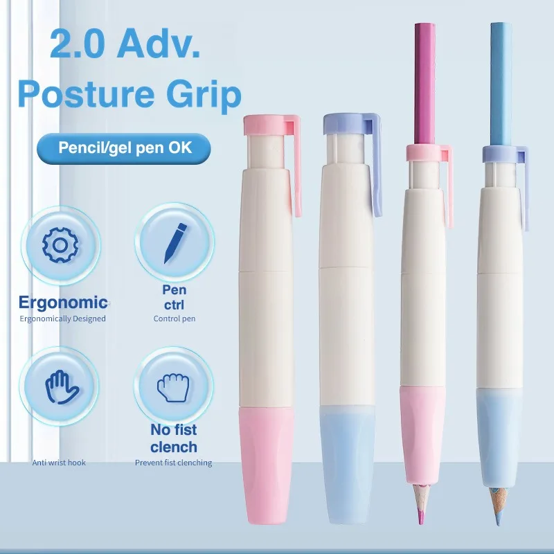 Kids Posture Grip Holder Pen Holding Corrector Handwriting Control Training Pencil Grasp Adjuster Retractable Multi-functional