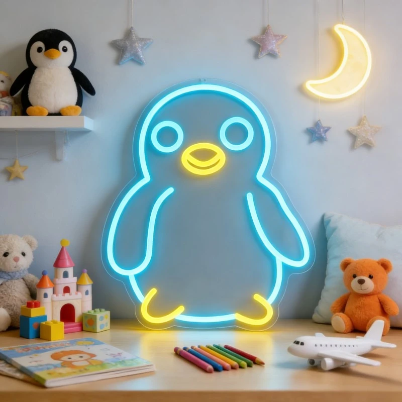 

Милый светодиодный неоновый светильник в виде пингвина, подарок на день рождения, с регулировкой яркости, питание от USB, неоновая вывеска для детской комнаты, декор для детской спальни, прекрасный подарок
