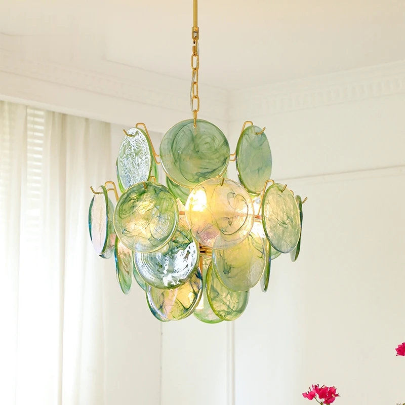 Rosico Modern Light Luxury Cloud Glass Chandelier Vintage French Bedroom Dining Room Cloakroom Art Lighting