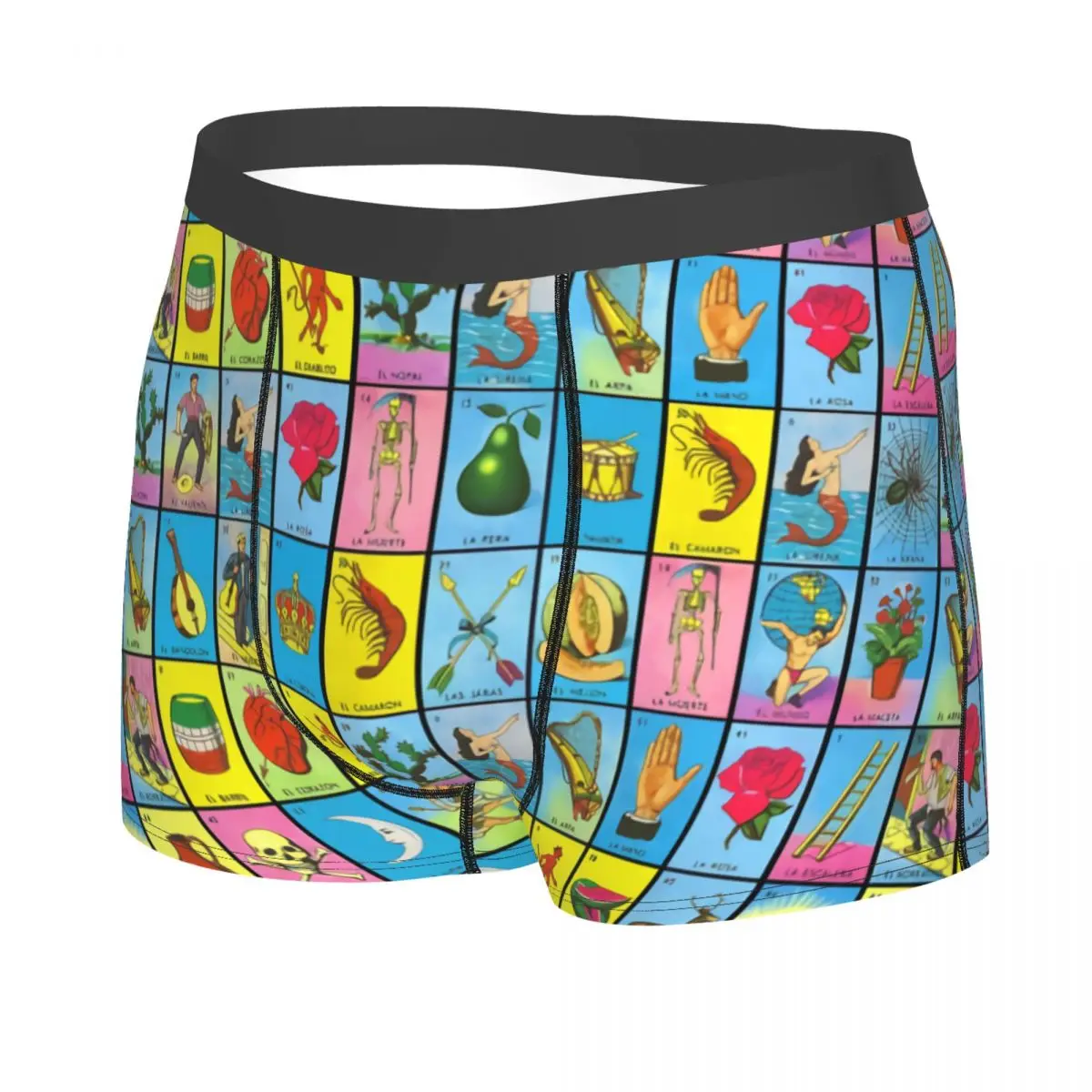 Custom Loteria Card Mexican Bingo Lottery Underwear Men Stretch Boxer Briefs