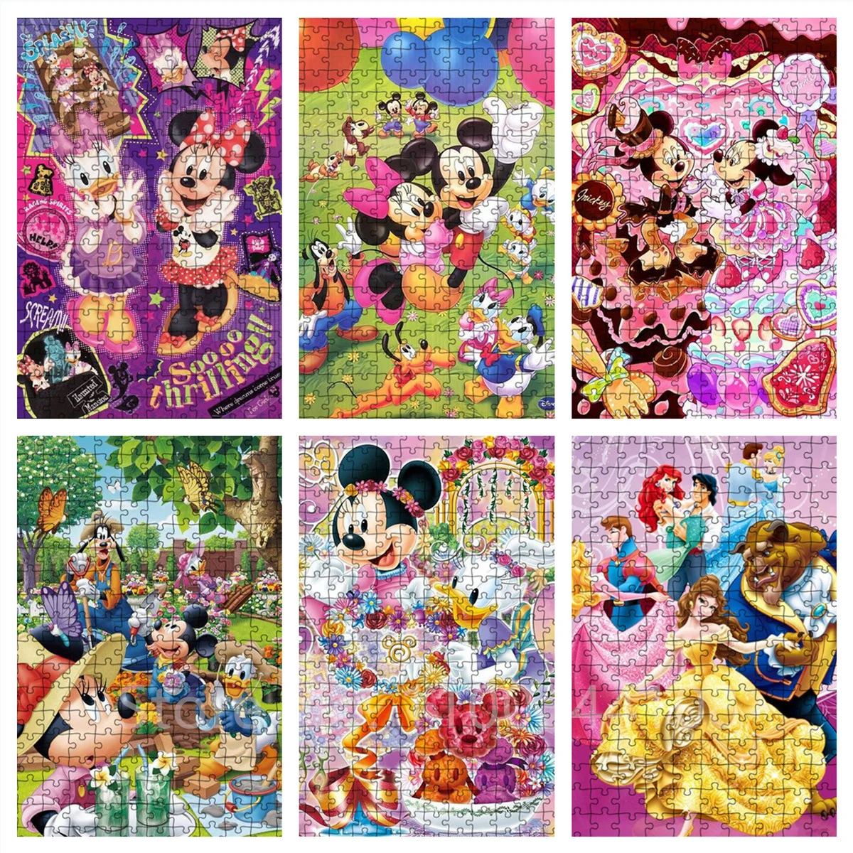 

Mickey Minnie Disney Puzzle 300/500/1000 Pieces Cartoon Princess Jigsaw Puzzle for Adults Kids Educational Toys Diy Gift Game