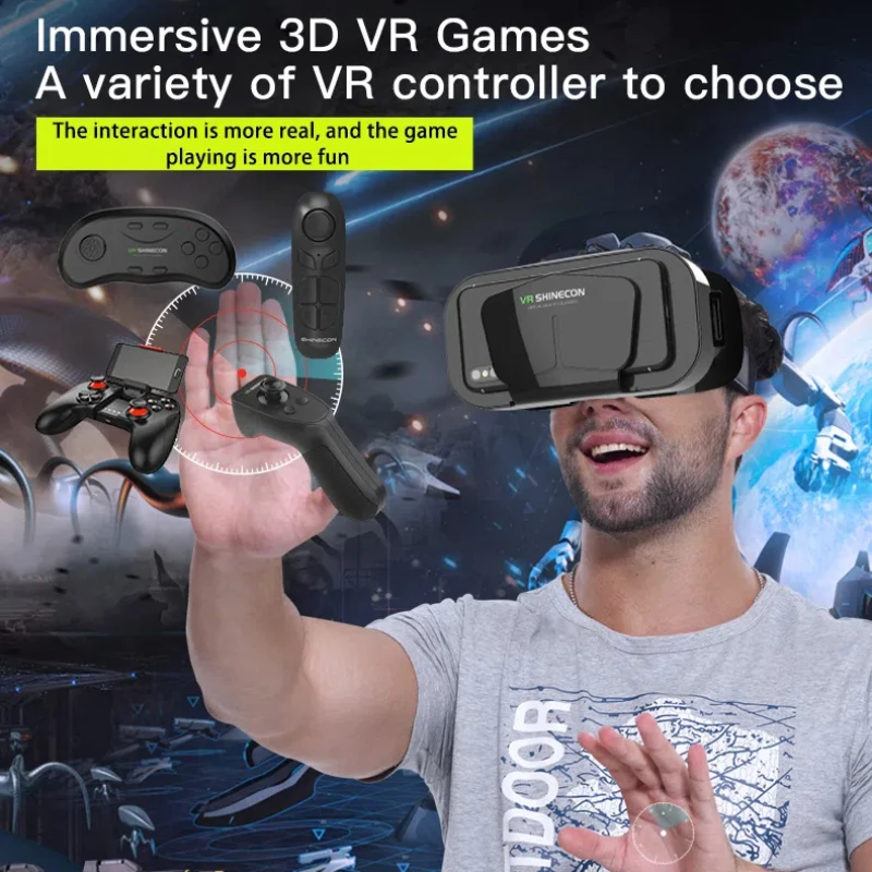 VR バーチャルリアリティグラス ホーム 3D ビューイング VR ヘルメット 4.7-7 インチの大画面携帯電話に適しており、ゲームコントローラーをサポート