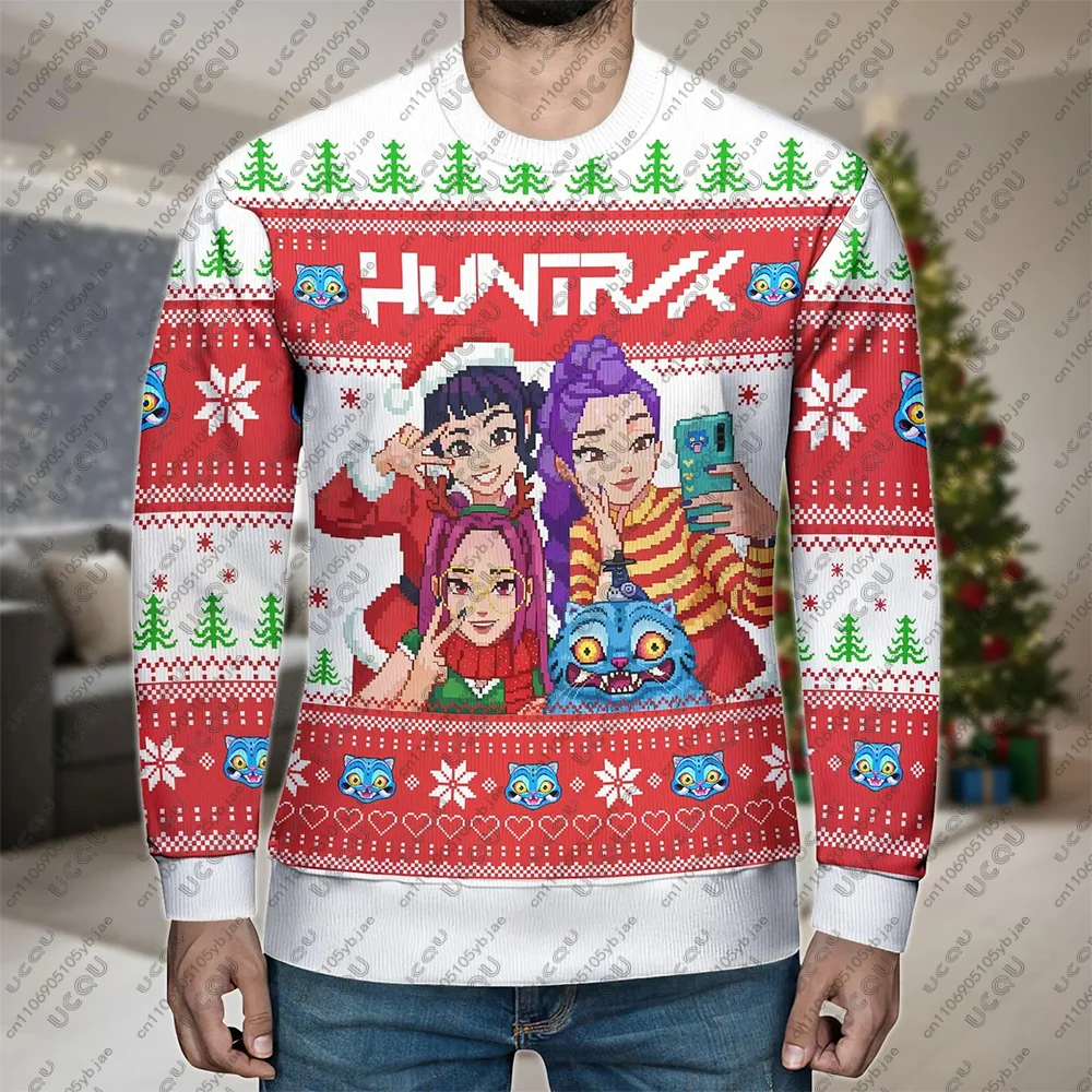 2026 عيد الميلاد Huntrlx الشتاء Y2k الكبار الاطفال أفضل ديربي النمر هدية عادية Kpop شيطان الصيادين تي شيرت تي شيرت عيد الميلاد هوديي البلوز #2