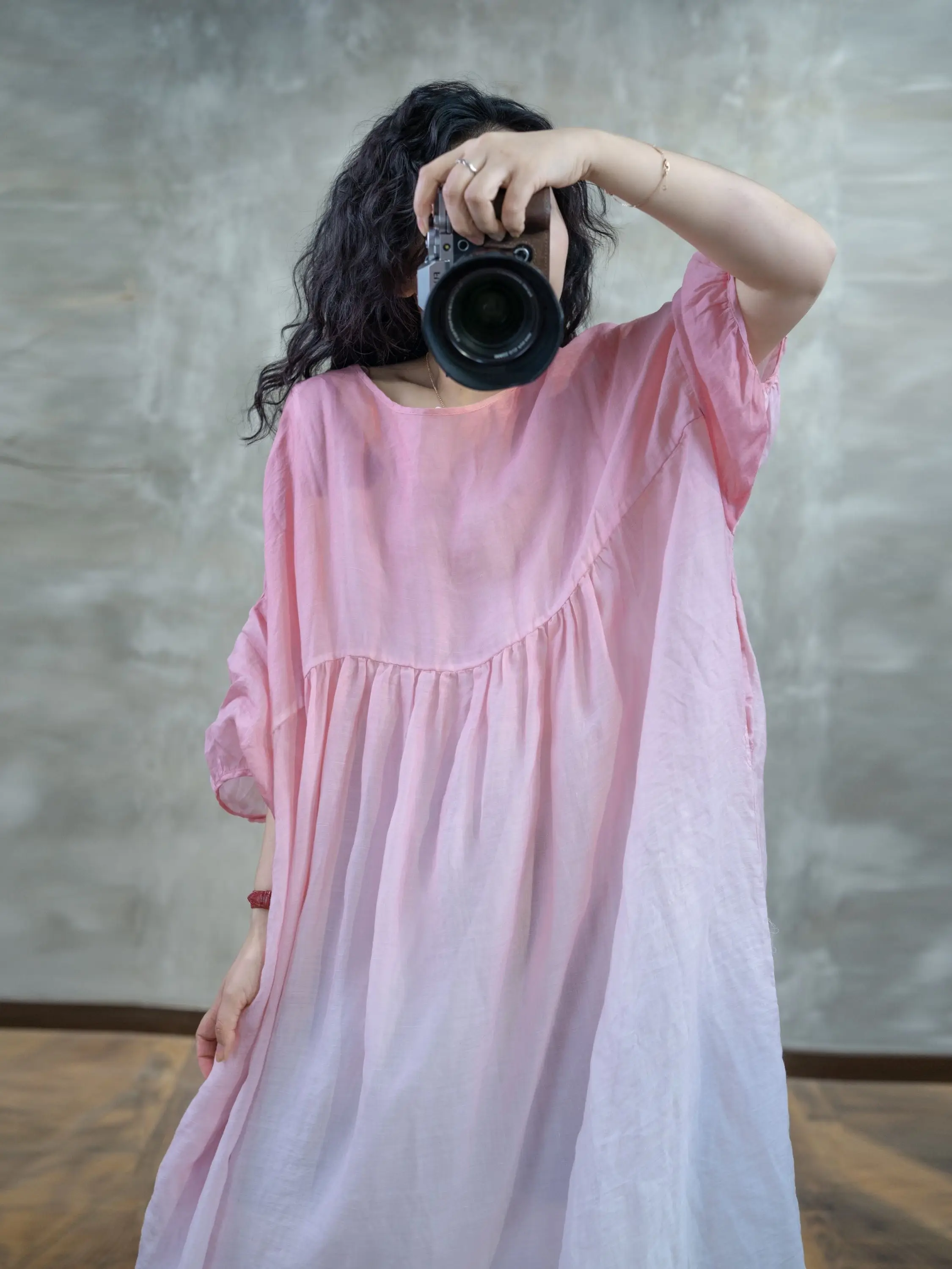 Vestido longo f soltinho de verão, com cores deadê, camada dupla, estilo casual para férias, saia ampla, crimento...