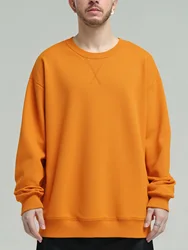 380g Tight Match Heavy Inverted Triangle Round Neck Sweater Loose Versatile Solid Cotton Vintage Autum Winter Long Sleeve