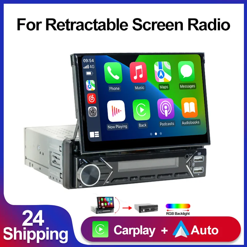 Mekede 7 einziehbarer Touchscreen Autoradio Multimedia Video MP5-Player Universal Wireless Carplay