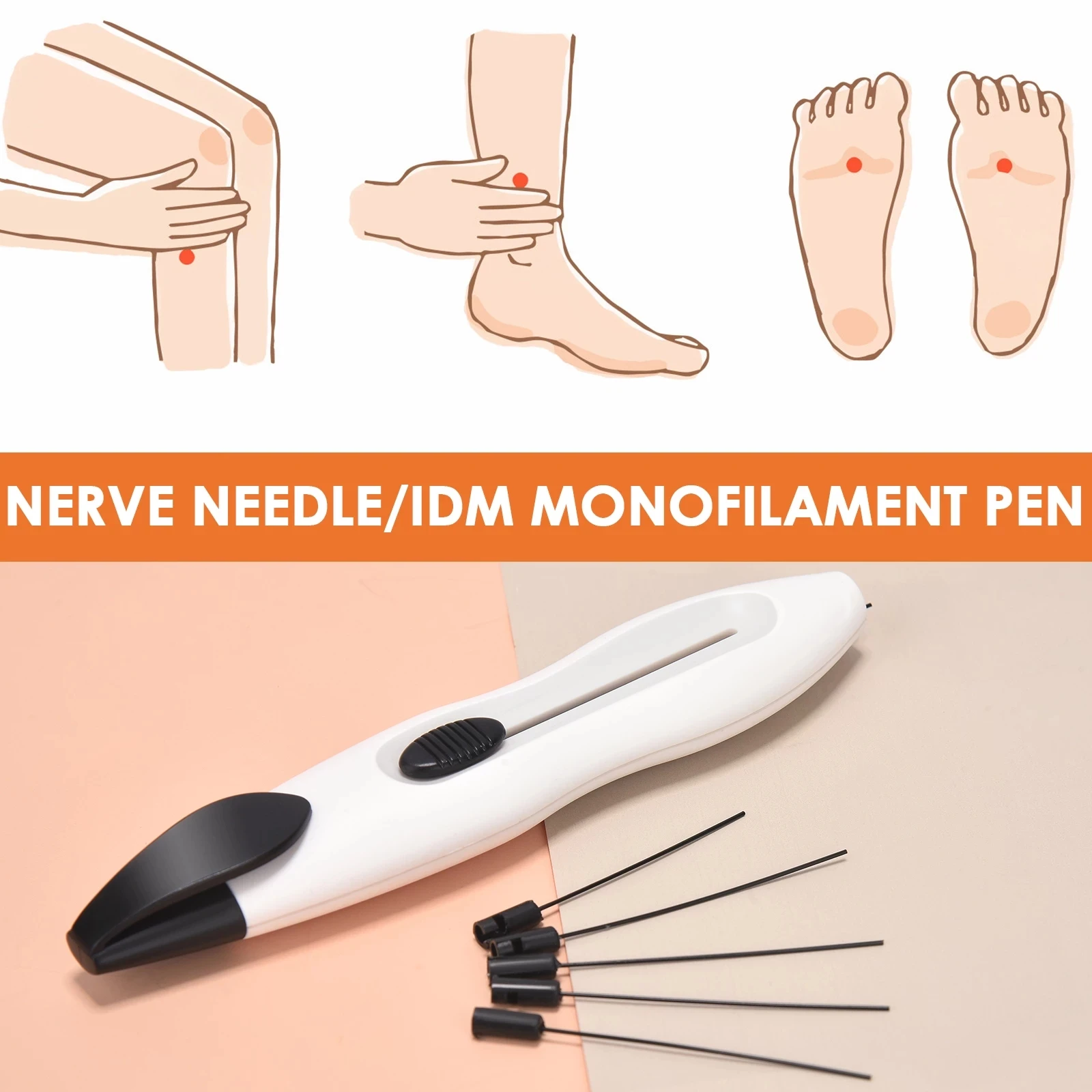 Monofilamento médico de nailon para diabéticos, probador sensorial, pluma de aguja para nervios del pie, herramienta de prueba de diagnóstico endocrinológico, 10g