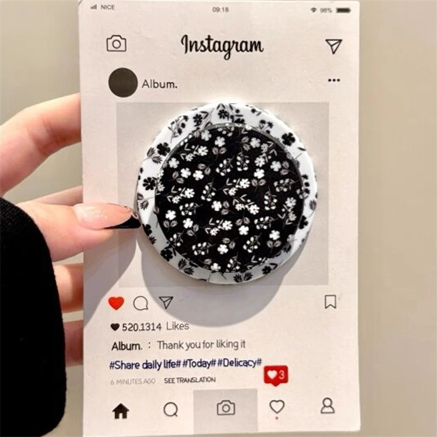 

Магнитная подставка в стиле ретро с белым цветочным принтом для Magsafe Grip Tok Griptok, кронштейн, держатель для телефона, поддержка IPhone, Samsung, Pad Smart Tok