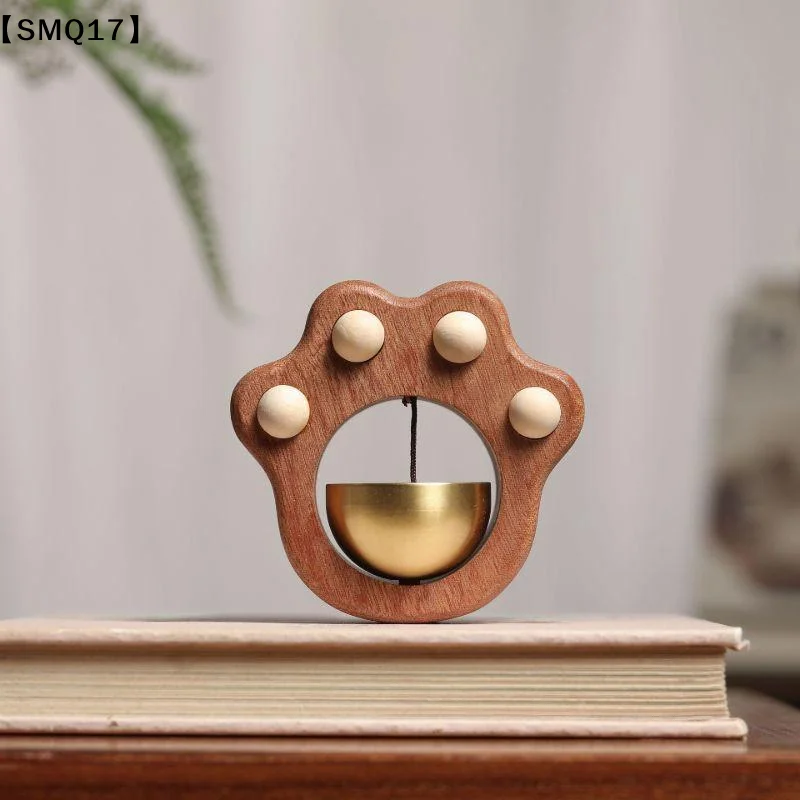 Cat Claw Cartoon Doorbell Door Opening Reminder Wind Chime Japanese Style Solid Wood Magnetic Copper Bell Home Decoration【SMQ】