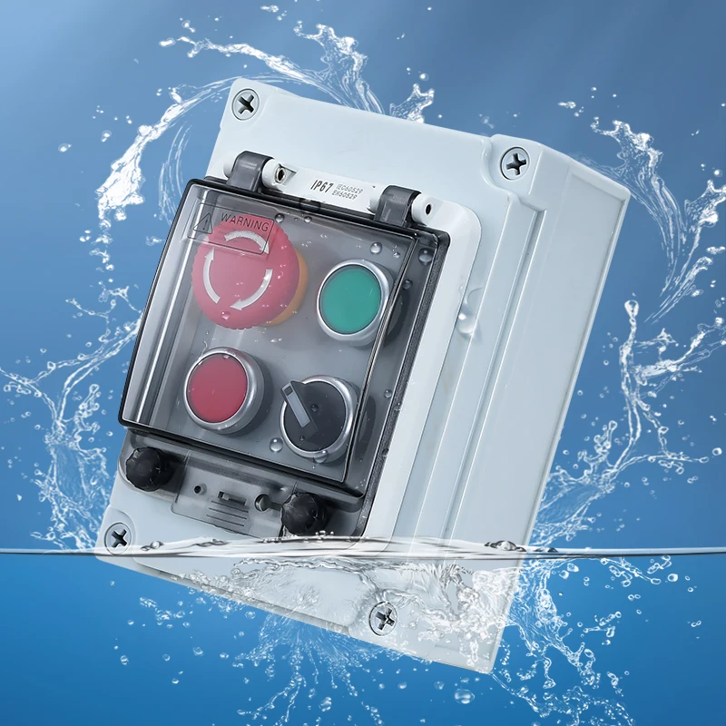 ABS Outdoor Waterproof Button Control Box Emergency Stop Switch Box Plastic IP67 Case Emergency Stop Self-resetting Junction Box