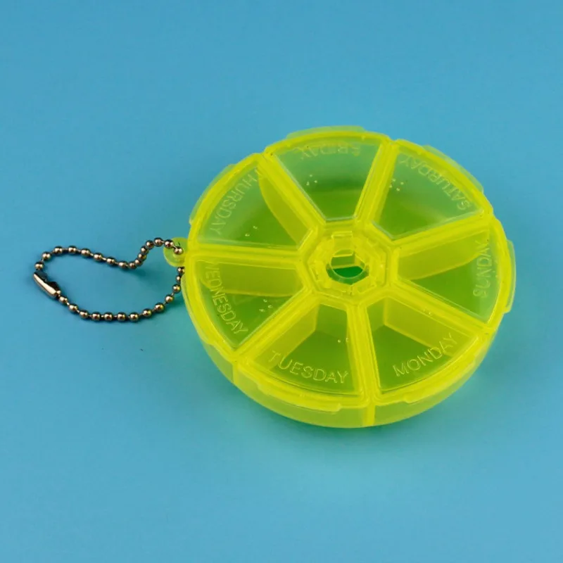 

Семь сеток с круглым отделением, пластиковая коробка для хранения, маленькая аптечка с открытой крышкой, портативная креативная милая мини-коробка для лекарств Pastillero