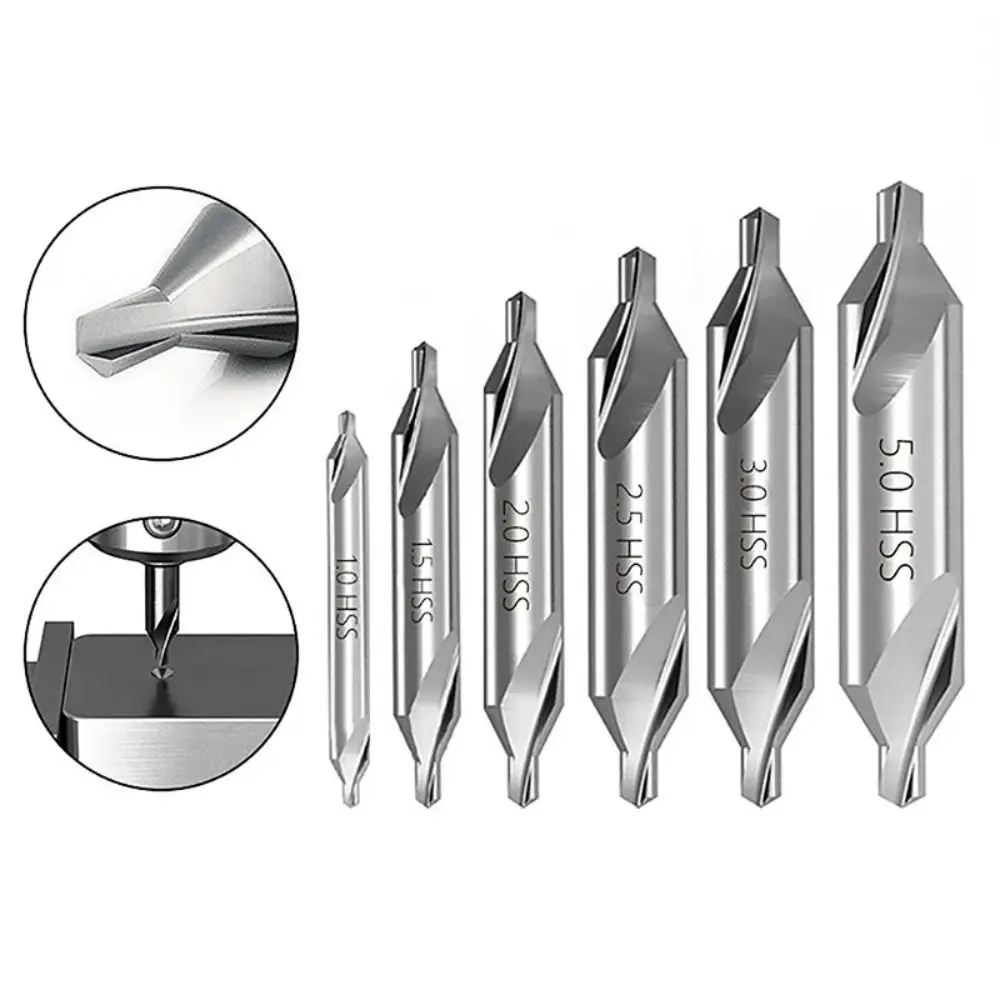 Juego de brocas centrales HSS de 7 Uds., broca de núcleo de 60 grados, herramienta eléctrica, perforación de Metal para torno metalúrgico 1/1, 5/2/2, 5/3/4/5mm