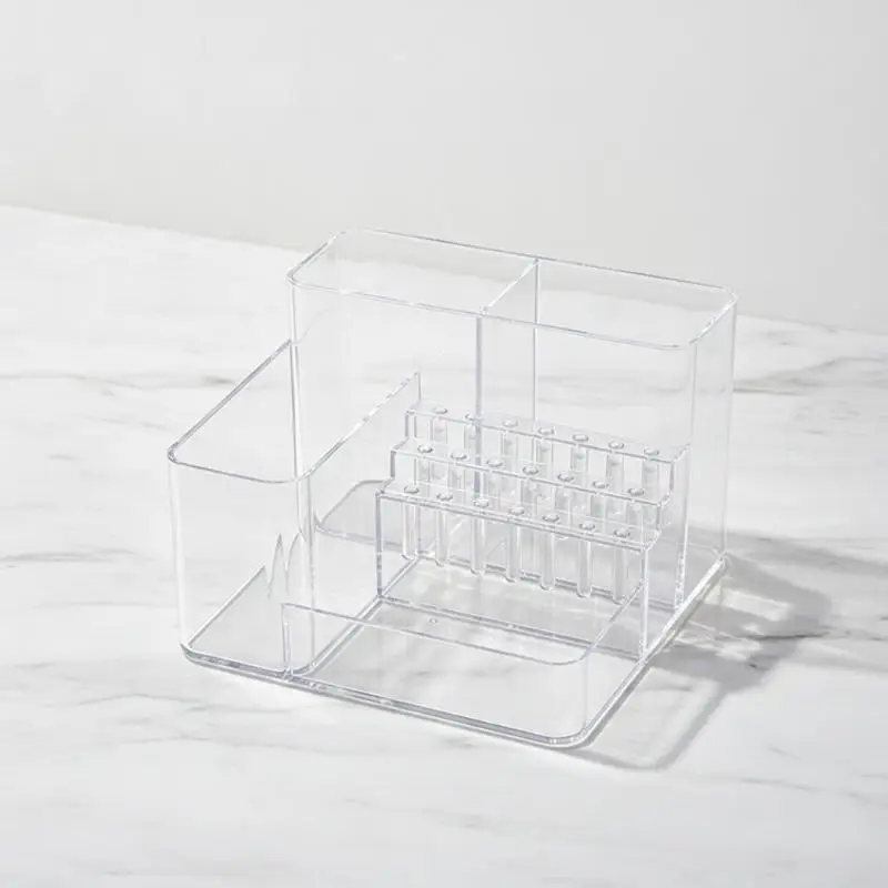 [1Pc]Multi Compartment Nail Drill Bit Organizer Case For Nail Salon Desktop Manicure Accessory Plastic Nail Art Tool Storage Box