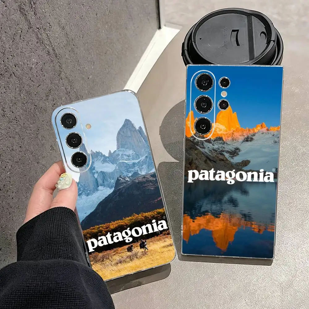 Funda de Teléfono de Lujo P-PatagoniaS para Samsung S25, S24, S21, S22, S23, S30, Ultra, S20, Plus, Fe, Note, 10, 9, 5G, Transparente