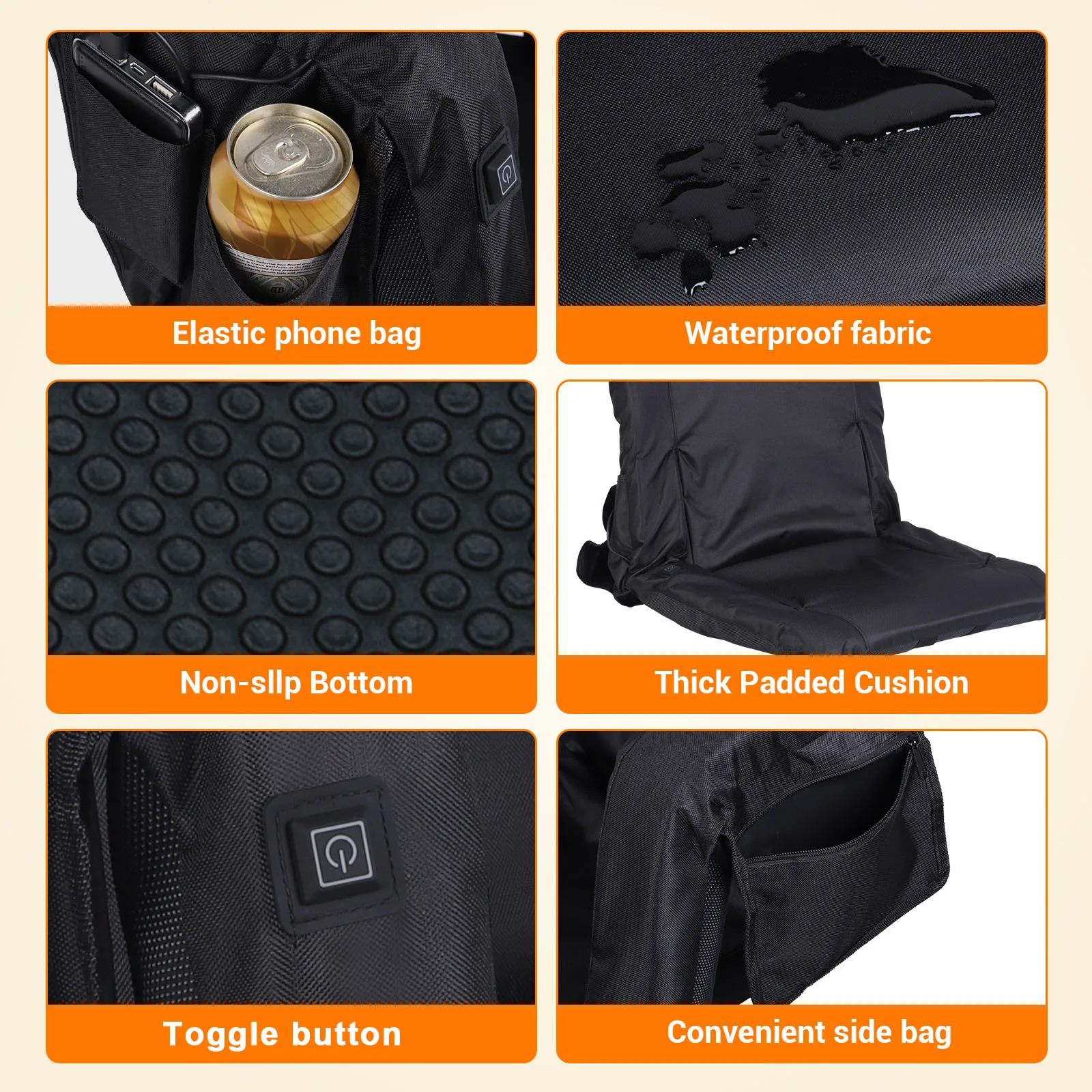 

Подогреваемые сиденья для стадионов: 3-скоростной регулировщик температуры, складная подушка для сиденья с подогревом, теплый зимний коврик для сиденья, подушка для дорожного кресла