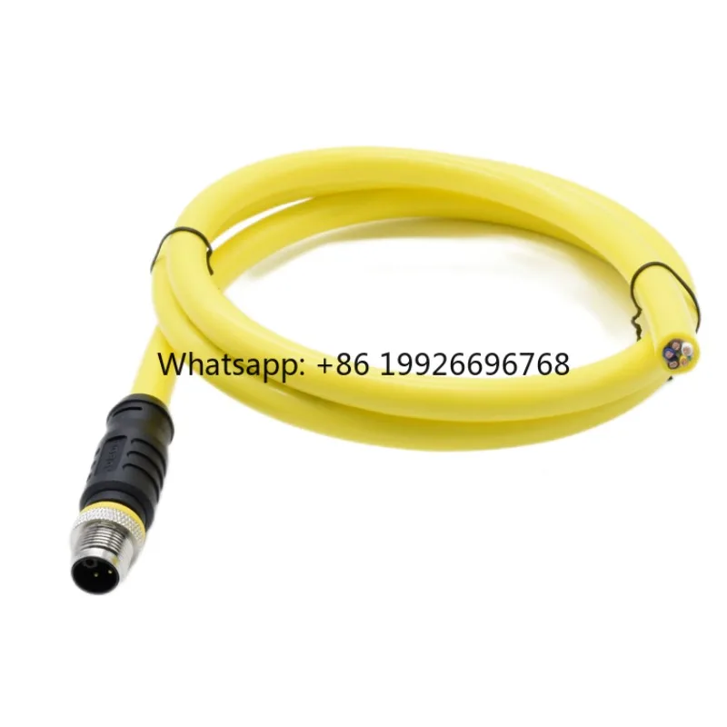 

Yellow PUR Waterproof Signal Power Female Cable L-code Aviation Connector M12 L Code Plug