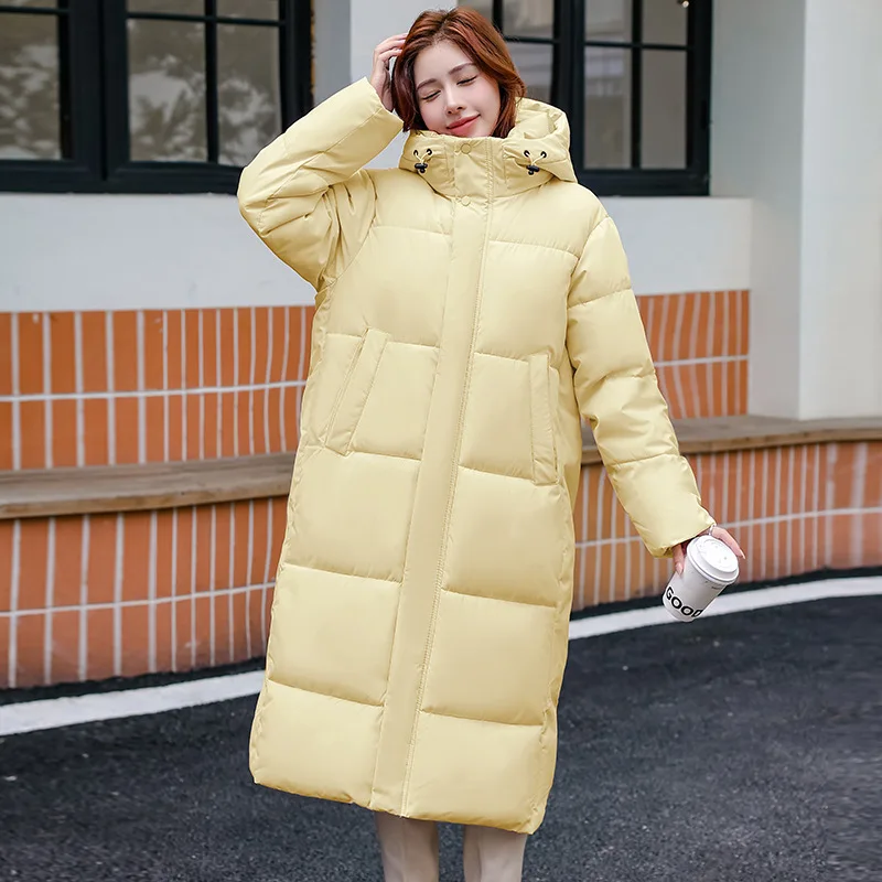 

New Winter Hooded Jacket Women Korean Parkas Loose Long Down Cotton Coats Overcoat Female Casual Thick Warm Windproof Outerwear