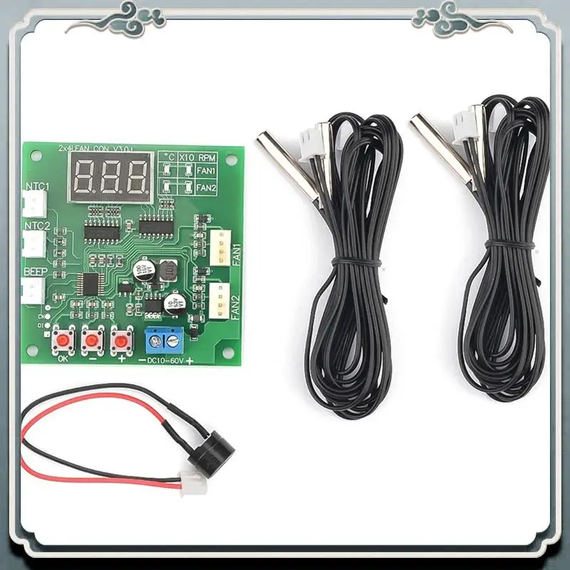 Premium 2 Channel 4 Wire DC 12V 24V 48V PWM Motor Fan Speed Controller Digital Display Governor Temperature Control
