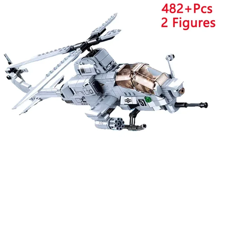 WW2 KA50 Bewaffneter Hubschrauber Modell Bausteine Spielzeug Militär Unsichtbarer Kampf AH1Z Kampfflugzeug DIY Ziegel Spielzeug für Kinder Jungen
