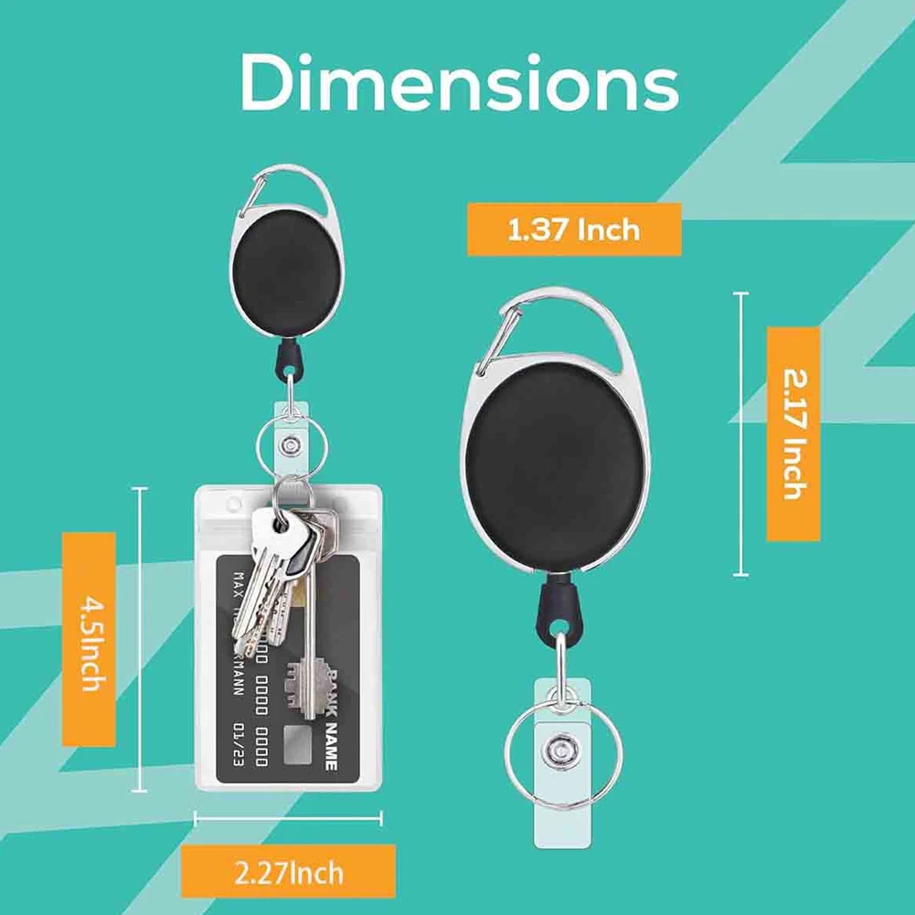 Porta badge identificativo da 2 pezzi con clip e portachiavi Manicotti verticali in plastica trasparente Porta badge retrattile con bobina porta badge retrattile