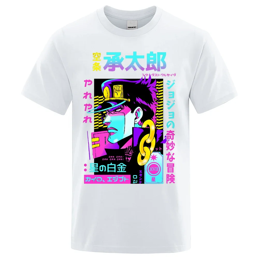 Fashion Jojo Bizarre Adventure T Shirt Men Women Short Sleeve Vaporwave Aesthetic Jotaro T-shirt Cotton Kujo Manga Tee Clothing