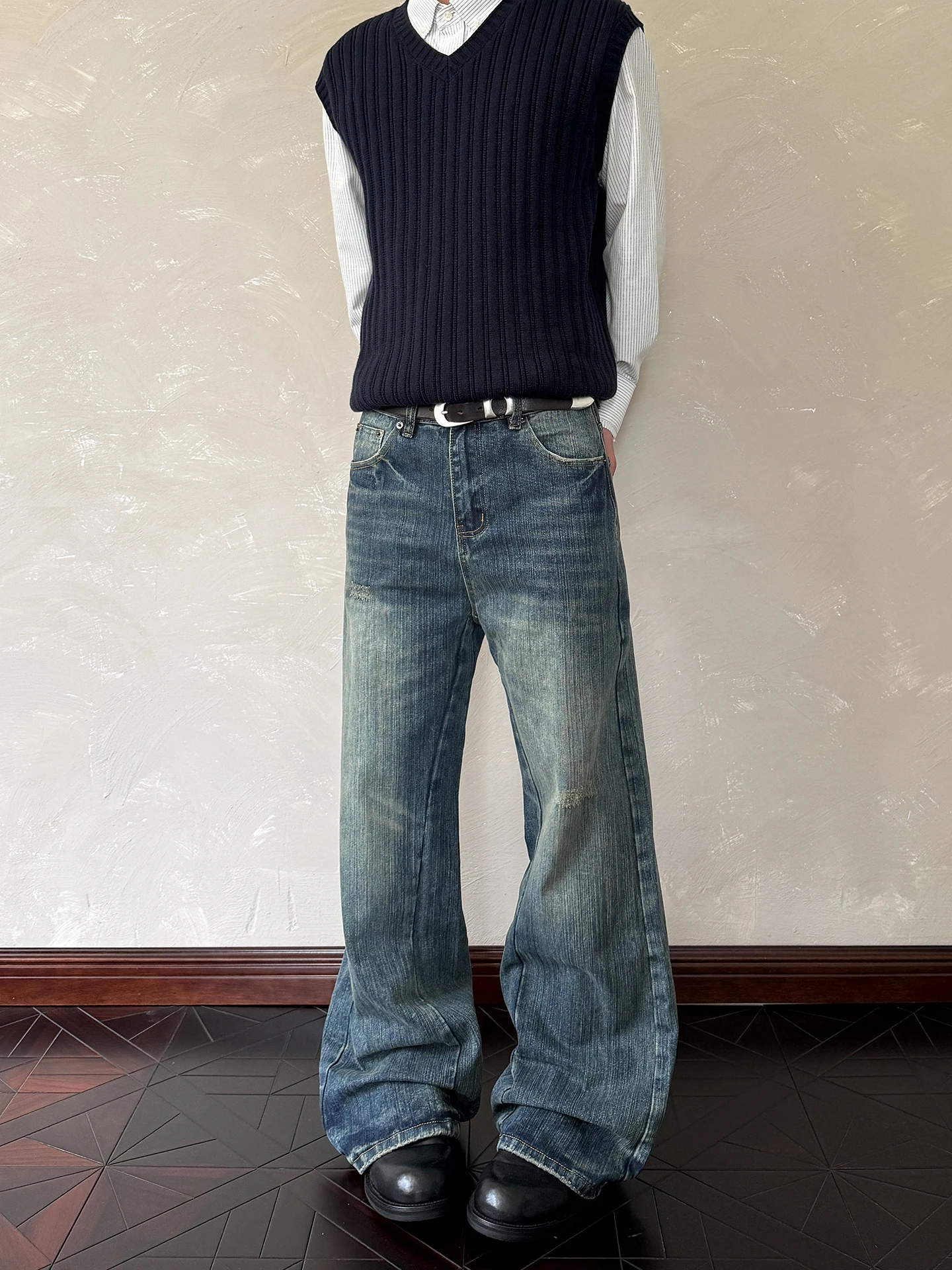 

Джинсы PUEE American Retro Classic из бамбукового денима, прямые, слегка расклешенные, утягивающие, универсальные, молодежные, повседневные, хлопковые