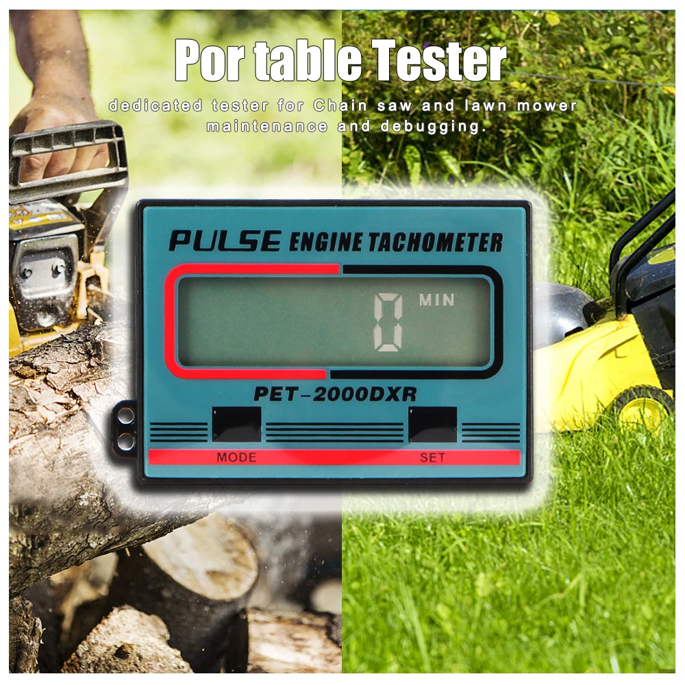 Digital Pulse Engine Tach Hour Meter Tachometer Gauge 100-30000RPM for Motorcycle ATV Lawn Mower 2/4 Stroke Engine Spark Plugs