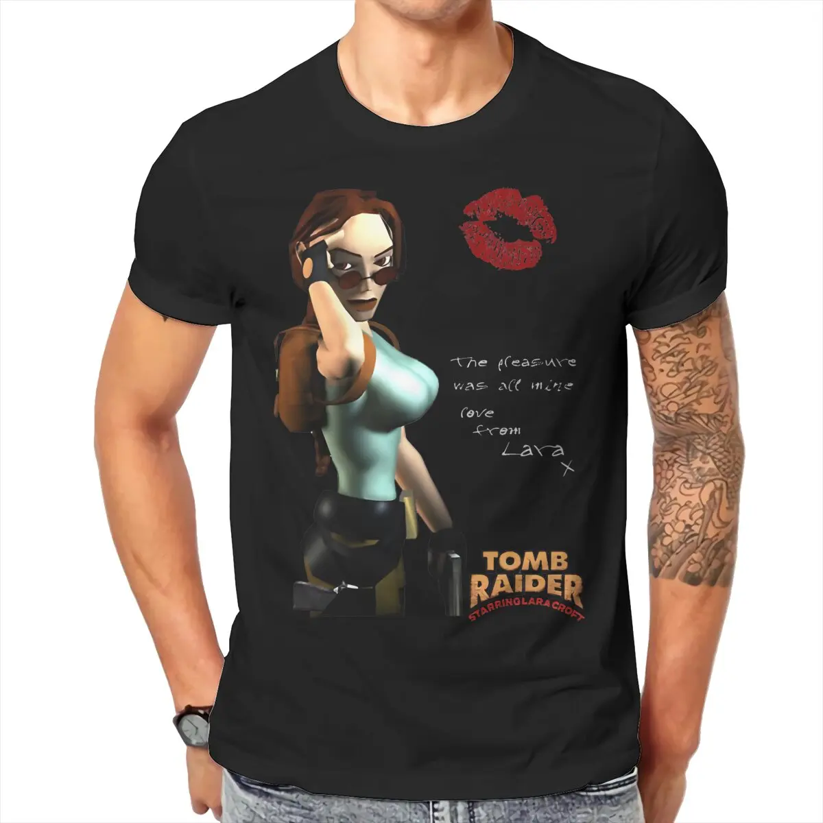 The Pleasure Was All Mine  Out Of Print Remaster Tomb Raider Game Lara Croft T Shirt Alternative O-Neck COTTON  Clothes