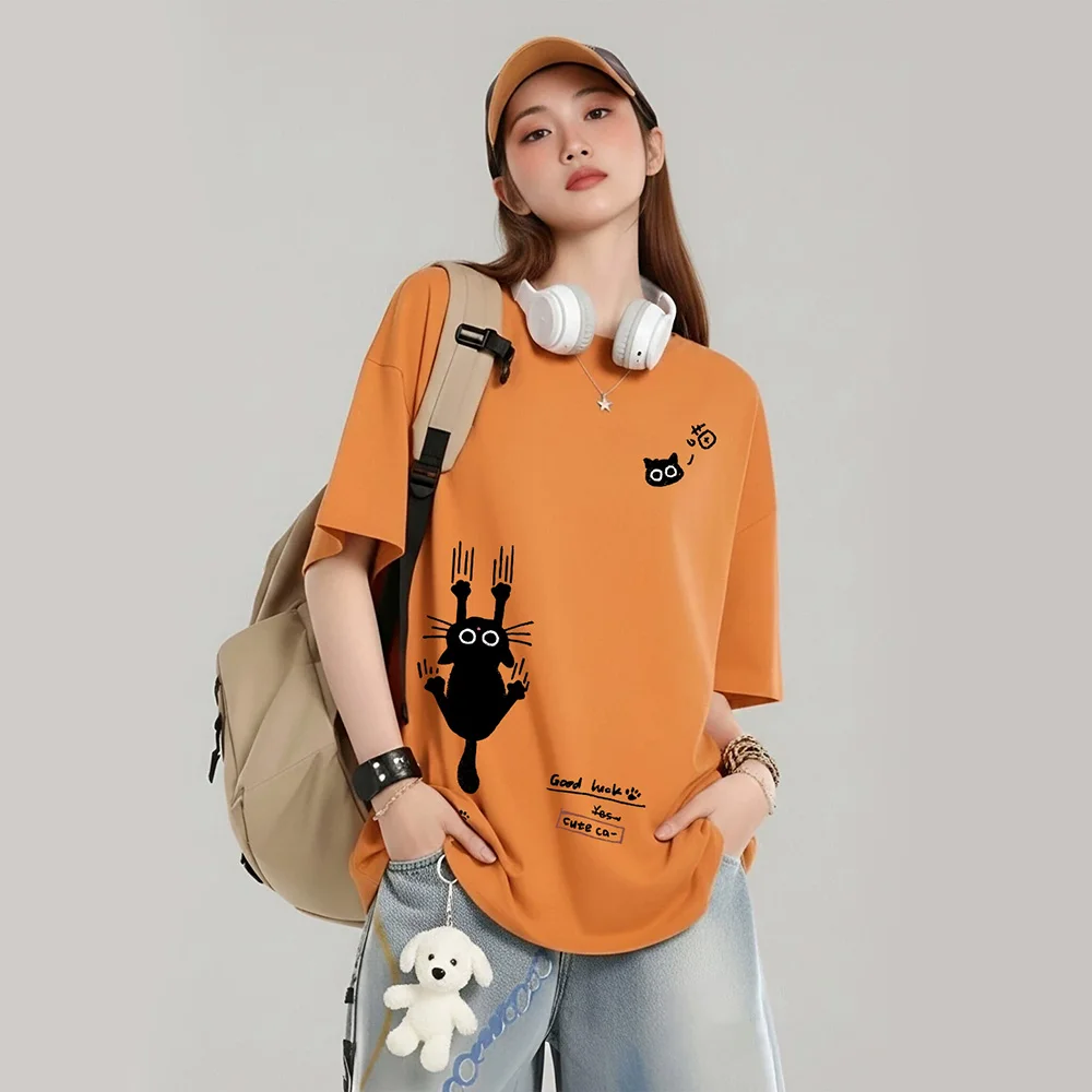New Women Sweet Print Loose T-shirt Summer Fashion O-Neck Short Sleeve Oversized Daily T-shirt Casual Students‘s T-shirt’