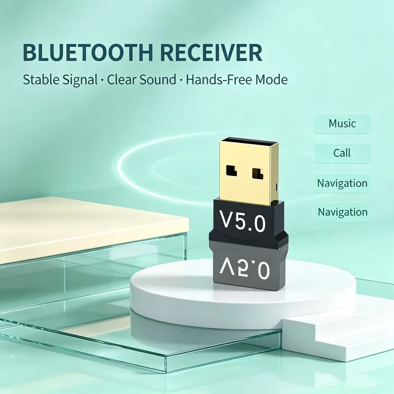 USB Bluetooth 5.0 Adapter Wireless Bluetooth 5.0 Dongle Adapter For PC Laptop Wireless Speaker Audio Receiver USB Transmitter