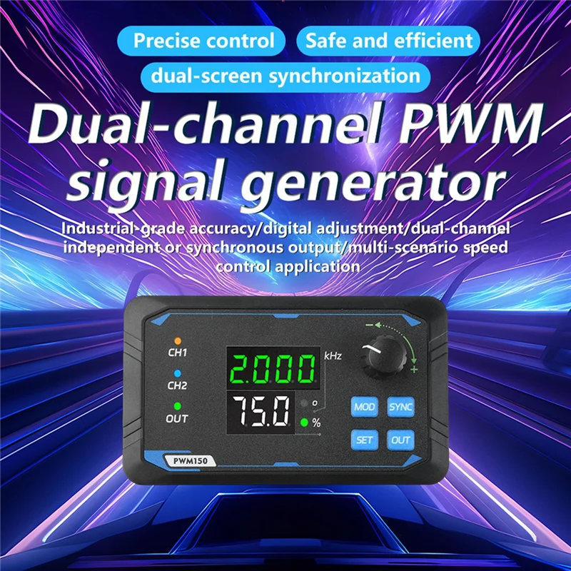 เครื่องกำเนิดสัญญาณคลื่นสี่เหลี่ยมแบบดูอัลซีเนลล์ A33T-PWM150 DC 5-24V พร้อมมิเตอร์วัดความถี่คลื่นพัลส์ 1Hz-150Khz สำหรับเครื่องมือช่างไฟฟ้า