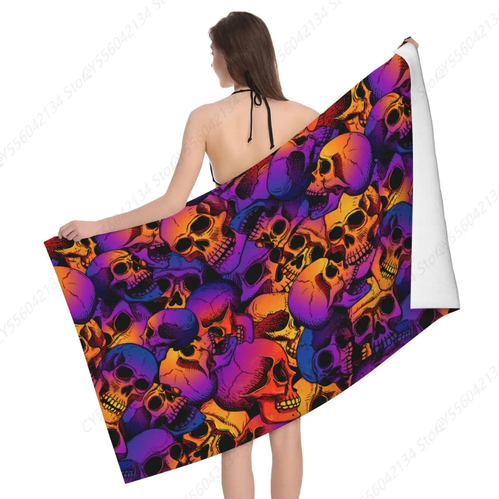 

Beach Towel Skull Quick Dry Oversized Lightweight Thin Bath Towel 32"x52",Men's and Women's Travel Swimming Pool Yoga Gym