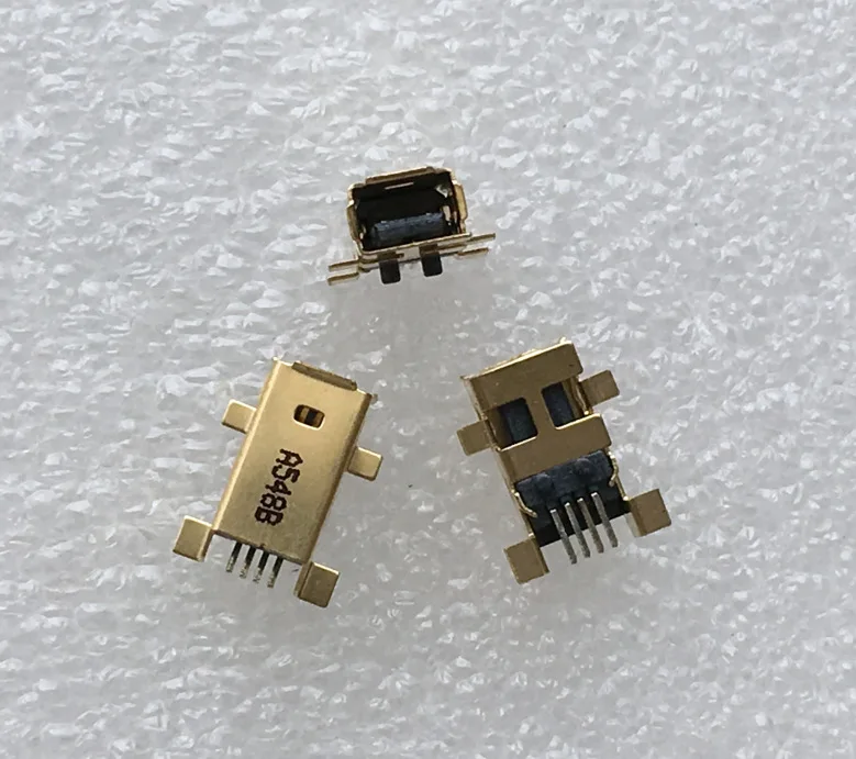 For Foxconn MINI-USB Female, Mini, Receptacle, Interface, Oblique, SMD, Gold Plated, Connector