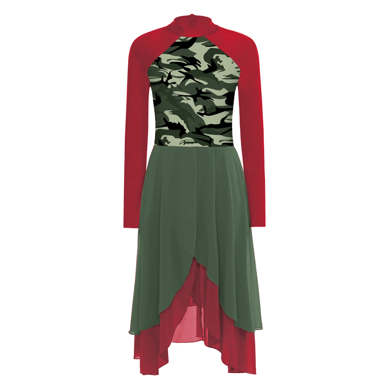 

Women Liturgical Worship Dress Lyrical Modern contemporary Dancewear Long Sleeve Leotards Tulle Church Choir Performance Costume