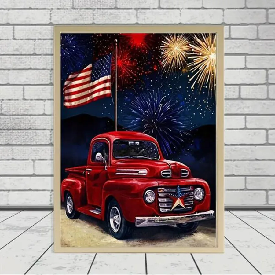 Diy Diamond Painting Old Car Landscape Art Diamond Embroidery Picture Mosaic Full Square Round Handmade Gift Home Wall Decor