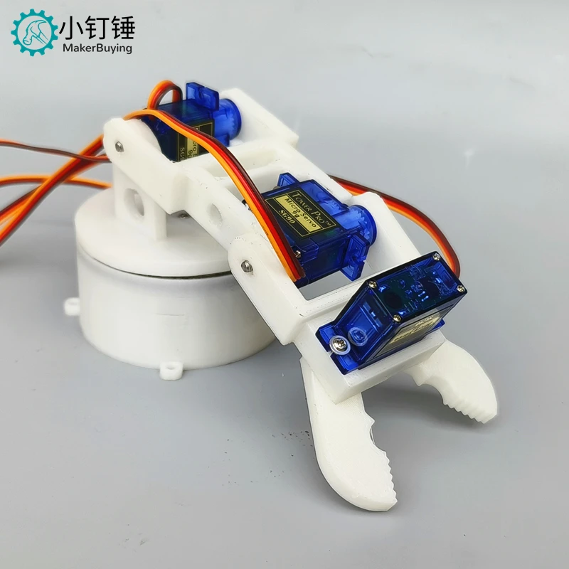 Four degrees of freedom 3D printing white six axis robotic arm DIY robot assembly 3D printing product SG90 SNAM9200