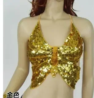 حمالة صدر نسائية مطرزة بالترتر ، قمة أداء ، حمالة صدر مثيرة بفراشة ، حجم حر ، رقص 1 لكل لوط