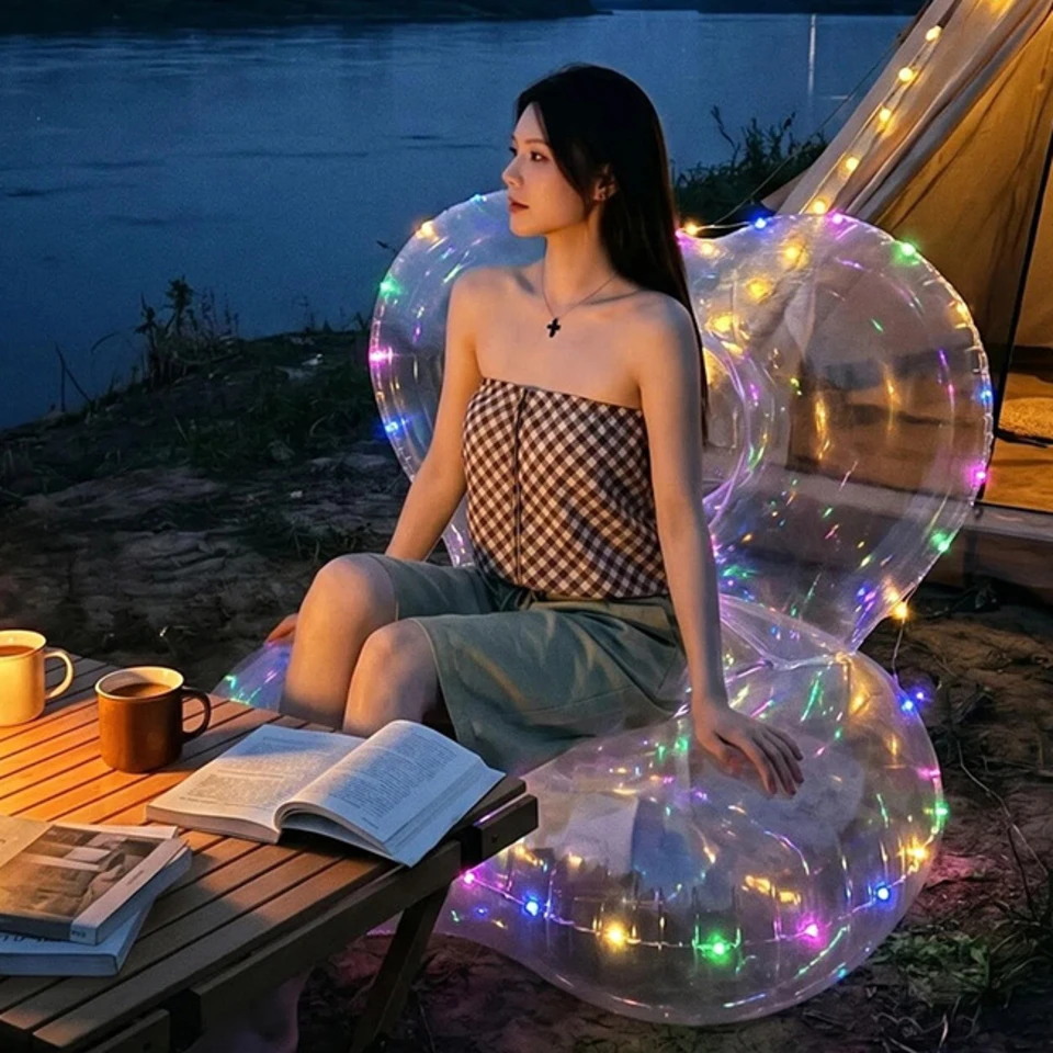 Portable Heart Shaped Inflatable Seat Cushion With Back Support Inflatable Yoga Meditation Chair With Foot Pump For Home Office