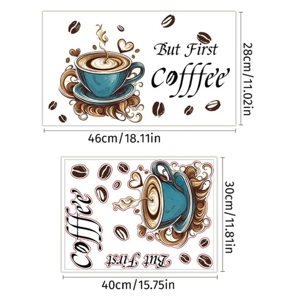 Creative Coffee Cup Motif Vinyl Decal for Indoor Wall Application in Residential and Light Commercial Settings